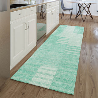 Piper Looms Mayfield Striped AMF686 Teal Machine Washable Area Rug Runner Lifestyle Image Feature