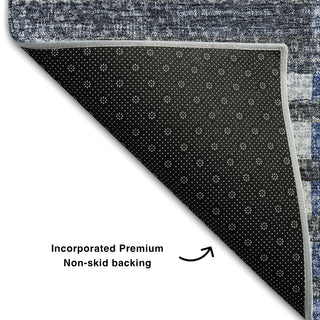 Piper Looms Mayfield Striped AMF687 Blue Machine Washable Area Rug Backing Image