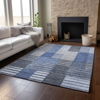 Piper Looms Mayfield Striped AMF687 Blue Machine Washable Area Rug Lifestyle Image Feature