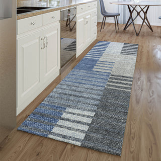 Piper Looms Mayfield Striped AMF687 Blue Machine Washable Area Rug Runner Lifestyle Image Feature