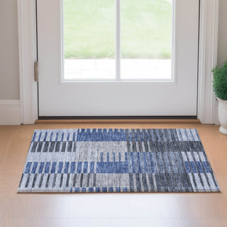 Piper Looms Mayfield Striped AMF687 Blue Machine Washable Area Rug Scatter Lifestyle Image Feature