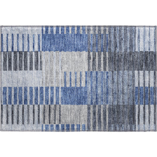 Piper Looms Mayfield Striped AMF687 Blue Machine Washable Area Rug Scatter Main Image
