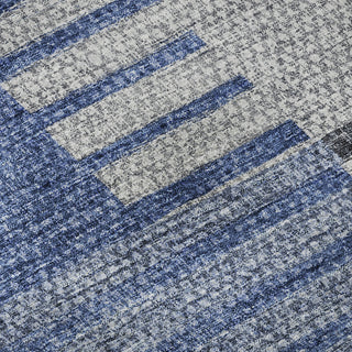Piper Looms Mayfield Striped AMF687 Blue Machine Washable Area Rug Swatch Image