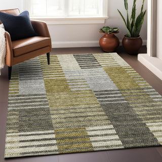 Piper Looms Mayfield Striped AMF687 Brown Machine Washable Area Rug Lifestyle Image Feature
