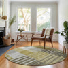 Piper Looms Mayfield Striped AMF687 Brown Machine Washable Area Rug Round Lifestyle Image Feature