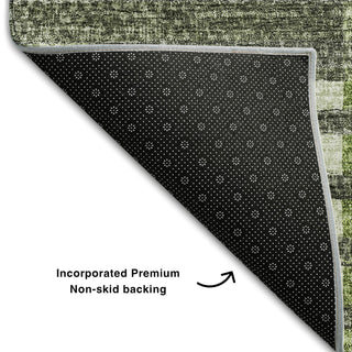 Piper Looms Mayfield Striped AMF687 Green Machine Washable Area Rug Backing Image