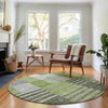 Piper Looms Mayfield Striped AMF687 Green Machine Washable Area Rug Round Lifestyle Image Feature