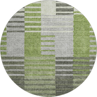 Piper Looms Mayfield Striped AMF687 Green Machine Washable Area Rug Round Main Image