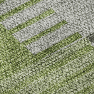 Piper Looms Mayfield Striped AMF687 Green Machine Washable Area Rug Swatch Image