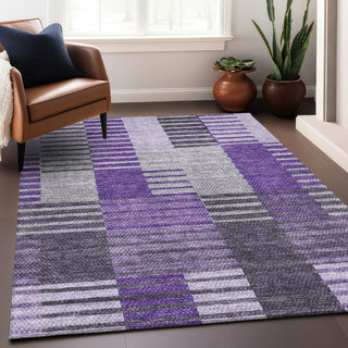 Piper Looms Mayfield Striped AMF687 Purple Machine Washable Area Rug Lifestyle Image Feature