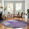Piper Looms Mayfield Striped AMF687 Purple Machine Washable Area Rug Round Lifestyle Image Feature