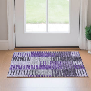 Piper Looms Mayfield Striped AMF687 Purple Machine Washable Area Rug Scatter Lifestyle Image Feature