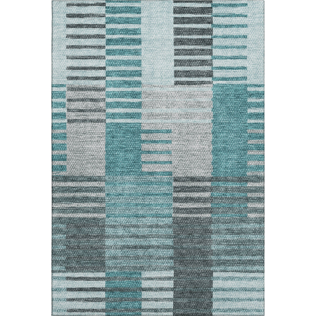 Piper Looms Mayfield Striped AMF687 Teal Machine Washable Area Rug main image