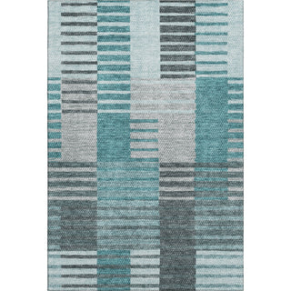 Piper Looms Mayfield Striped AMF687 Teal Machine Washable Area Rug main image