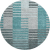 Piper Looms Mayfield Striped AMF687 Teal Machine Washable Area Rug Round Main Image