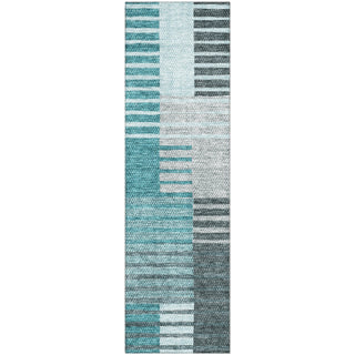 Piper Looms Mayfield Striped AMF687 Teal Machine Washable Area Rug Runner Main Image