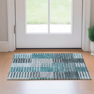 Piper Looms Mayfield Striped AMF687 Teal Machine Washable Area Rug Scatter Lifestyle Image Feature