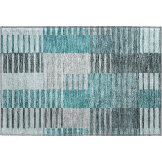 Piper Looms Mayfield Striped AMF687 Teal Machine Washable Area Rug Scatter Main Image