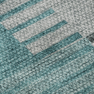 Piper Looms Mayfield Striped AMF687 Teal Machine Washable Area Rug Swatch Image