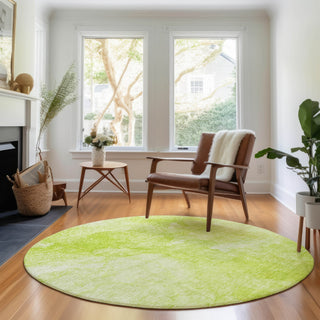 Piper Looms Mayfield Modern AMF688 Aloe Machine Washable Area Rug Round Lifestyle Image Feature