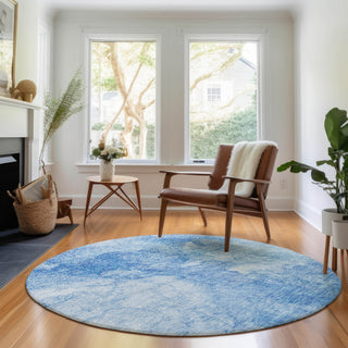 Piper Looms Mayfield Modern AMF688 Blue Machine Washable Area Rug Round Lifestyle Image Feature