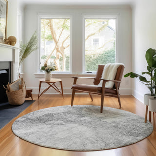 Piper Looms Mayfield Modern AMF688 Gray Machine Washable Area Rug Round Lifestyle Image Feature