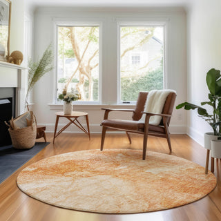 Piper Looms Mayfield Modern AMF688 Salmon Machine Washable Area Rug Round Lifestyle Image Feature