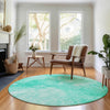 Piper Looms Mayfield Modern AMF688 Teal Machine Washable Area Rug Round Lifestyle Image Feature