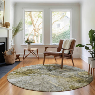 Piper Looms Mayfield Modern AMF689 Taupe Machine Washable Area Rug Round Lifestyle Image Feature