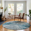 Piper Looms Mayfield Modern AMF689 Teal Machine Washable Area Rug Round Lifestyle Image Feature