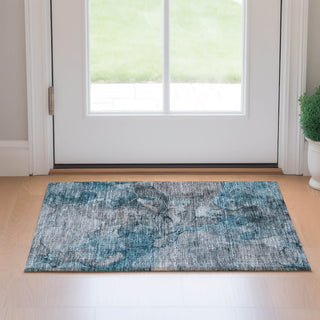 Piper Looms Mayfield Modern AMF689 Teal Machine Washable Area Rug Scatter Lifestyle Image Feature