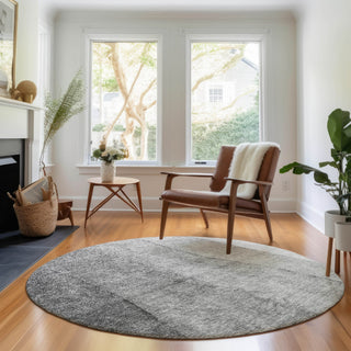 Piper Looms Mayfield Ombre AMF690 Gray Machine Washable Area Rug Round Lifestyle Image Feature