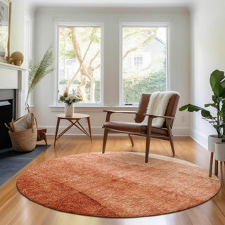 Piper Looms Mayfield Ombre AMF690 Paprika Machine Washable Area Rug Round Lifestyle Image Feature