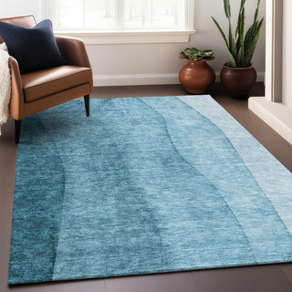 Piper Looms Mayfield Ombre AMF690 Teal Machine Washable Area Rug Lifestyle Image Feature