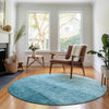 Piper Looms Mayfield Ombre AMF690 Teal Machine Washable Area Rug Round Lifestyle Image Feature