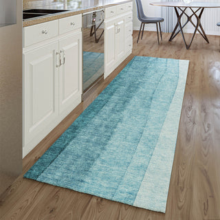 Piper Looms Mayfield Ombre AMF690 Teal Machine Washable Area Rug Runner Lifestyle Image Feature