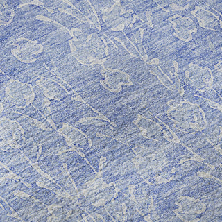 Piper Looms Mayfield Floral AMF691 Denim Machine Washable Area Rug Swatch Image