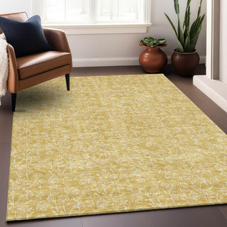 Piper Looms Mayfield Floral AMF691 Gold Machine Washable Area Rug Lifestyle Image Feature