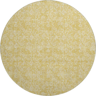 Piper Looms Mayfield Floral AMF691 Gold Machine Washable Area Rug Round Main Image