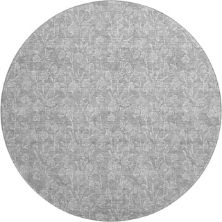 Piper Looms Mayfield Floral AMF691 Silver Machine Washable Area Rug Round Main Image