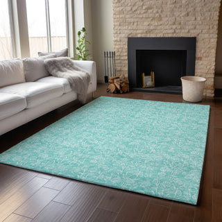 Piper Looms Mayfield Floral AMF691 Teal Machine Washable Area Rug Lifestyle Image Feature