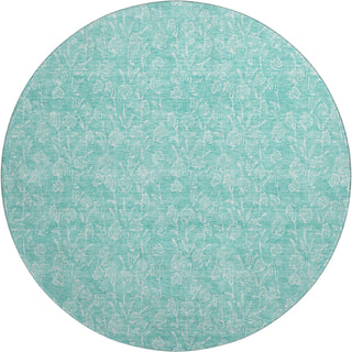 Piper Looms Mayfield Floral AMF691 Teal Machine Washable Area Rug Round Main Image