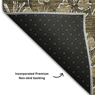 Piper Looms Mayfield Floral AMF692 Brown Machine Washable Area Rug Backing Image