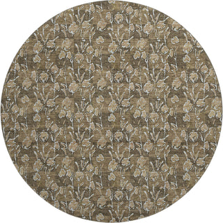 Piper Looms Mayfield Floral AMF692 Brown Machine Washable Area Rug Round Main Image
