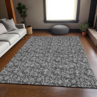 Piper Looms Mayfield Floral AMF692 Gray Machine Washable Area Rug Lifestyle Image Feature