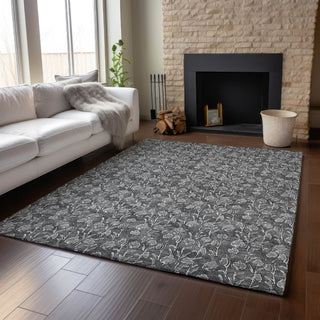 Piper Looms Mayfield Floral AMF692 Gray Machine Washable Area Rug Lifestyle Image Feature