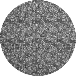 Piper Looms Mayfield Floral AMF692 Gray Machine Washable Area Rug Round Main Image