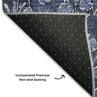 Piper Looms Mayfield Floral AMF692 Navy Machine Washable Area Rug Backing Image