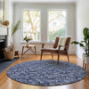 Piper Looms Mayfield Floral AMF692 Navy Machine Washable Area Rug Round Lifestyle Image Feature