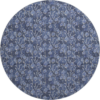 Piper Looms Mayfield Floral AMF692 Navy Machine Washable Area Rug Round Main Image